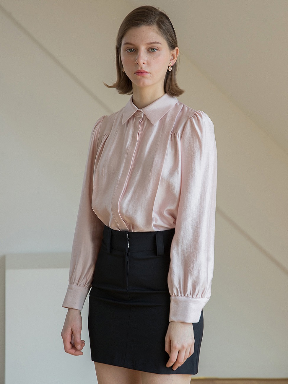 Modal Double Cutting Blouse Pink