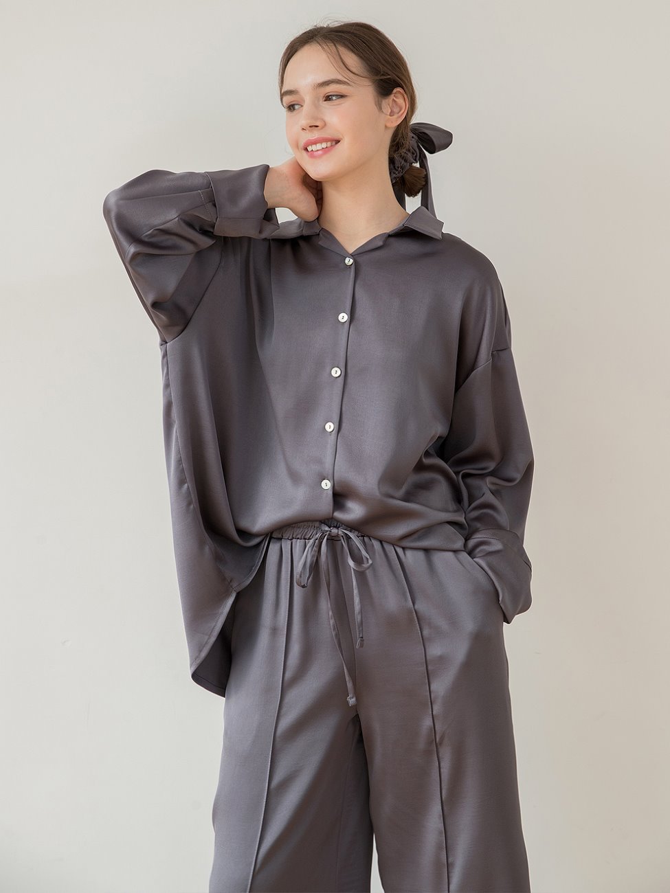 Satin Pajamas Charcoal