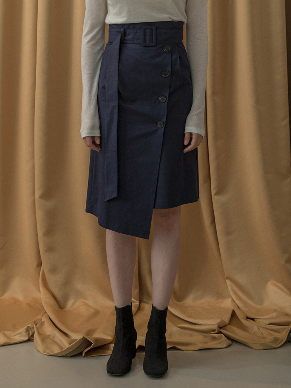 TRENCH WRAP SKIRT NAVY